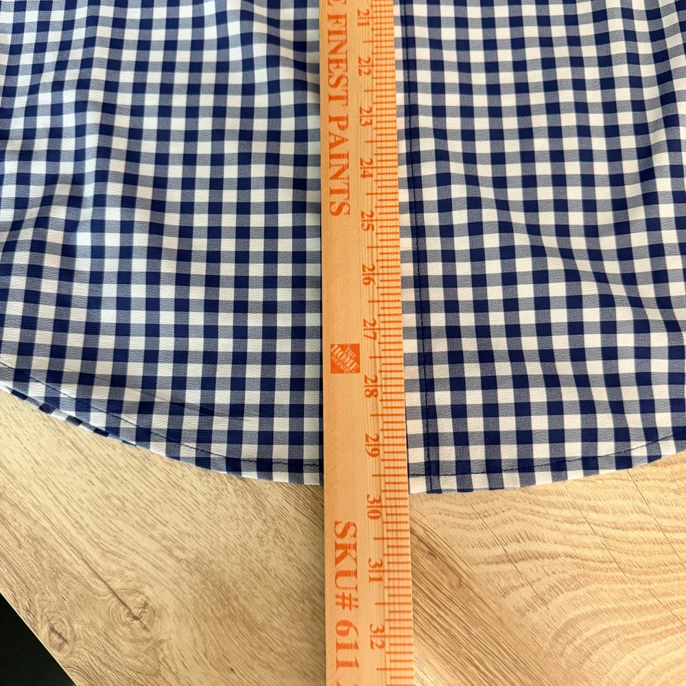Mizzen+Main Leeward Dress Shirt‎ Trim Mens L Navy Blue Gingham Stretch No Tuck - Picture 8 of 8